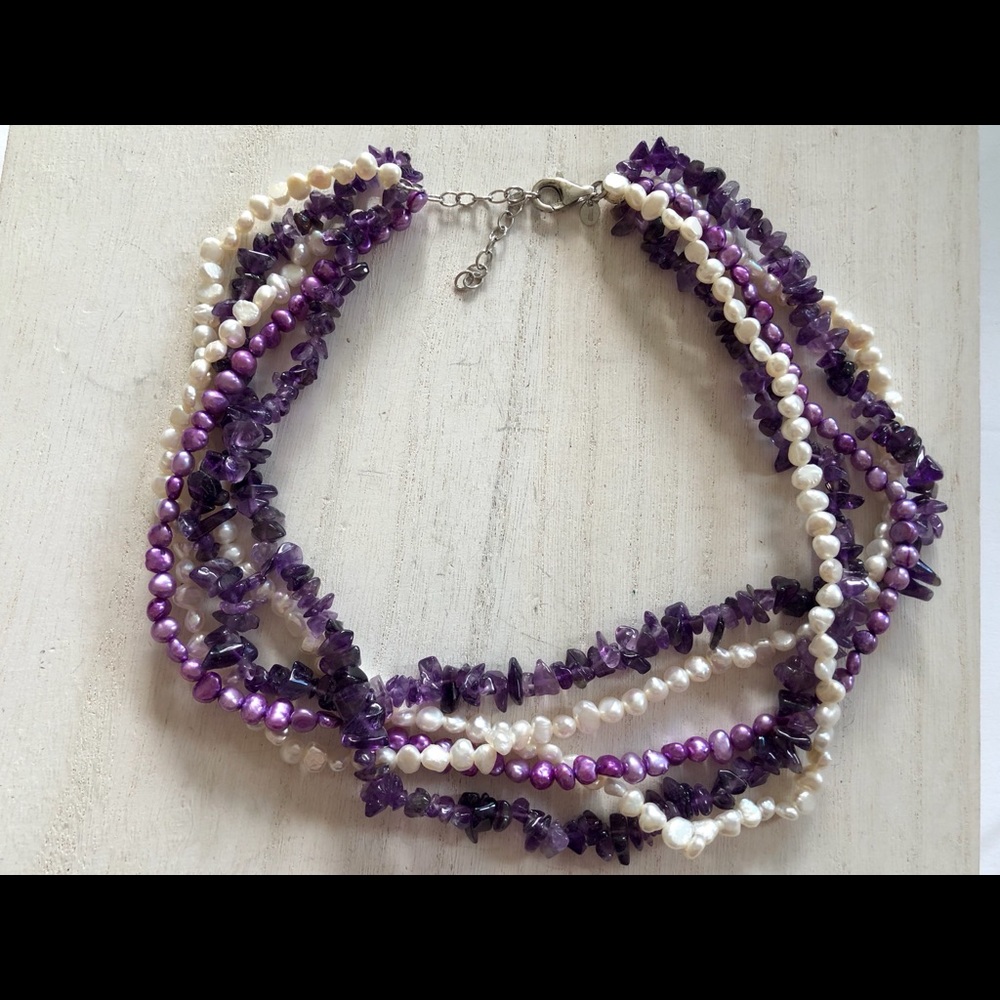 Ross-Simons Pearl & Amethyst Necklace